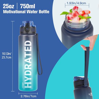 Sahara Sailor Trinkflasche, 950ml Motivations-Sportflasche mit Zeitmarkierung – Trinkzeiten – Tritan, BPA-frei, weite Öffnung auslaufsicher, Fast-Flow-Technologie mit Reinigungsbürste (1 Flasche)