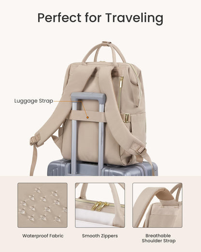 LOVEVOOK Laptop Backpack for Women with Giant Tumbler Holder Pocket, 15.6 inch Travel Work Bag Purse for Nurse Teacher, Waterproof Casual Daypack Bookbag for College Business