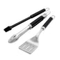 Weber Precision 3‑Piece Grilling Tool Set – Stainless Steel Tongs, Spatula & Silicone Basting Brush with Non‑Slip Handles and Hands‑Free Locking - Grill Accessory Kit