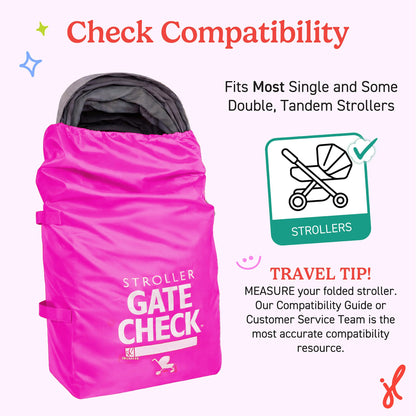 J.L. Childress Gate Check Bag for Single & Some Double Strollers - Travel Bag for Airplane, Fits Most Standard Baby Strollers, Airport Accessories Gate Check, Flying Essentials - Neon Blue