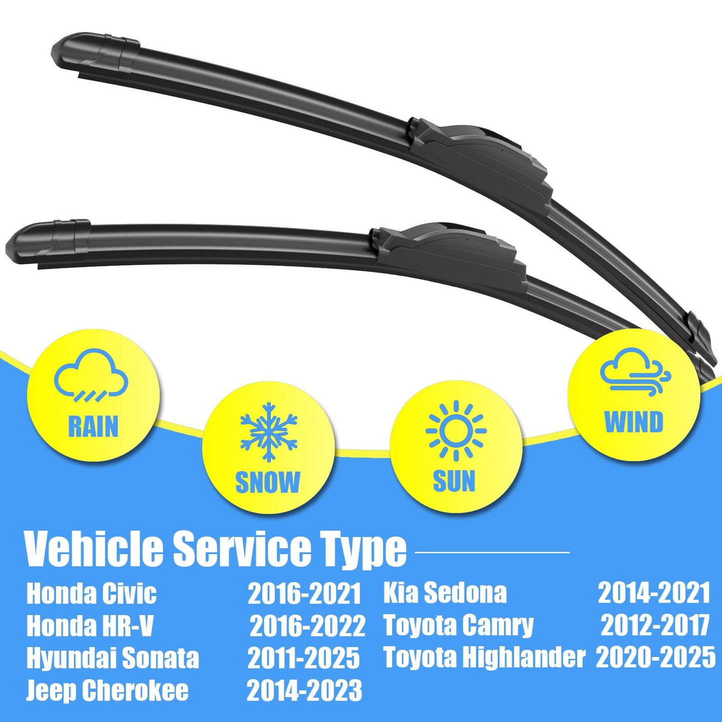 Gavimnal® 20"+20" Silicone Wiper Blades Replacement For Ford Explorer 2005-2010,F-150 1999-2007,All-Season Front Windshield Wiper Blades(Set of 2)