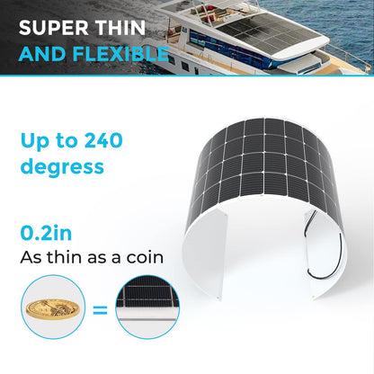 Renogy Flexible Solar Panel 50 Watt 12 Volt Monocrystalline Ultra-Flexible Bendable Mono Off-Grid Charger for Marine RV Cabin Van Car Boat Curve Surfaces