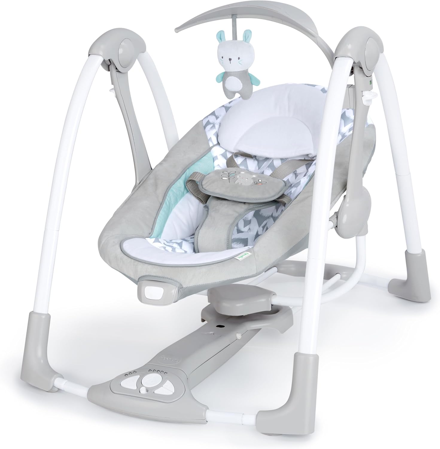 Ingenuity ConvertMe 2-in-1 Compact Portable Automatic Baby Swing & Infant Seat, Battery-Powered Vibrations, Nature Sounds, 0-9 Months 6-20 lbs (Raylan)