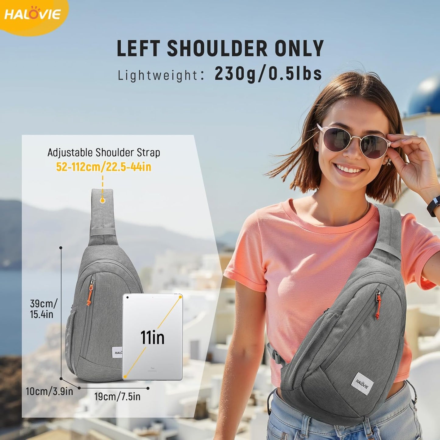 HALOVIE Anti-Diebstahl Sling Bag RFID-Reise-Sling-Rucksack Leichtgewicht Wander-Umhängetasche Brusttasche zum Spazierengehen Arbeiten
