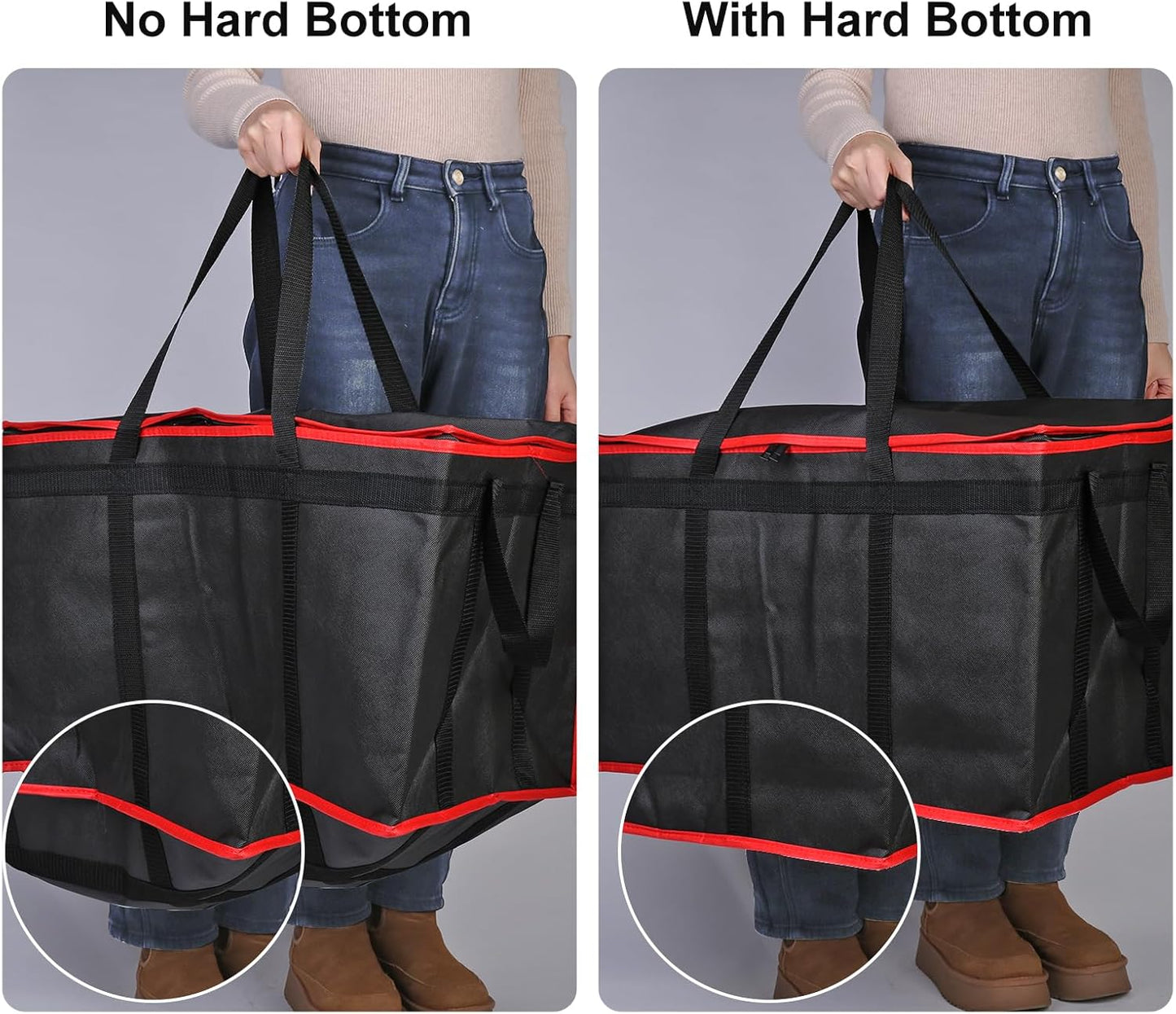Bodaon Isolierte Essensliefertasche - Warm- & Kalthaltetransporttasche, Catering/Doordash Pizzawärmer, Einkaufstasche, Kühltasche für Partys (Schwarz-Rot, 1 St.), Ideal für den Transport warmer Speisen