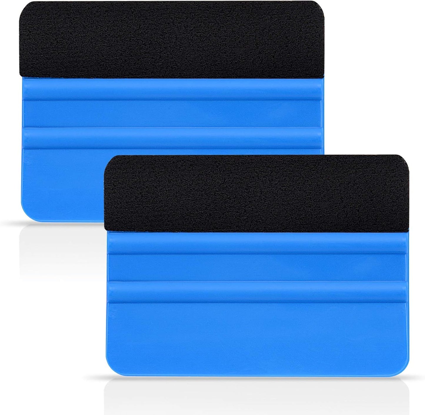 EHDIS 2 pcs Vinyl Squeegee Felt Edge Squeegee 4 Inch Car Vinyl Scraper Decal Applicator Window Tint Tool with Fabric Felt Edge (2 PCS, Blue)