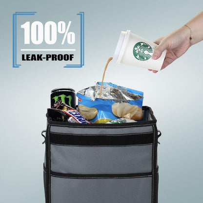 K KNODEL Car Trash Can, Waterproof Auto Garbage Can, Car Trash Can with Lid, Leak-Proof Car Storage Bag, Car Bin Hanging (Medium, Black)