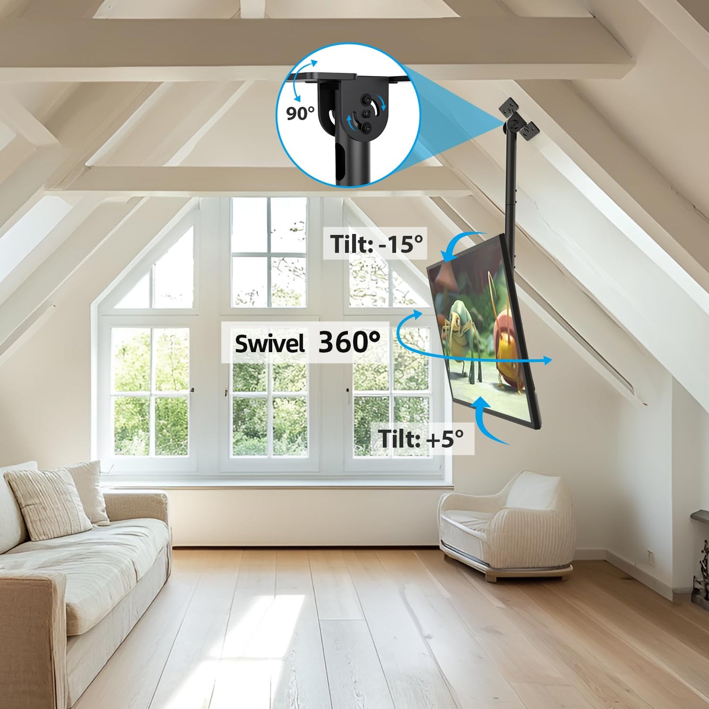 USX STAR Corner TV Wall Mount Long Arm TV Mount Bracket for 37-84 Inch TVs, Full Motion TVs Wall Mounts with 32” Articulating Arms Extension & Tilt & Swivel, Max VESA 600x400mm, Holds up to 100 lbs