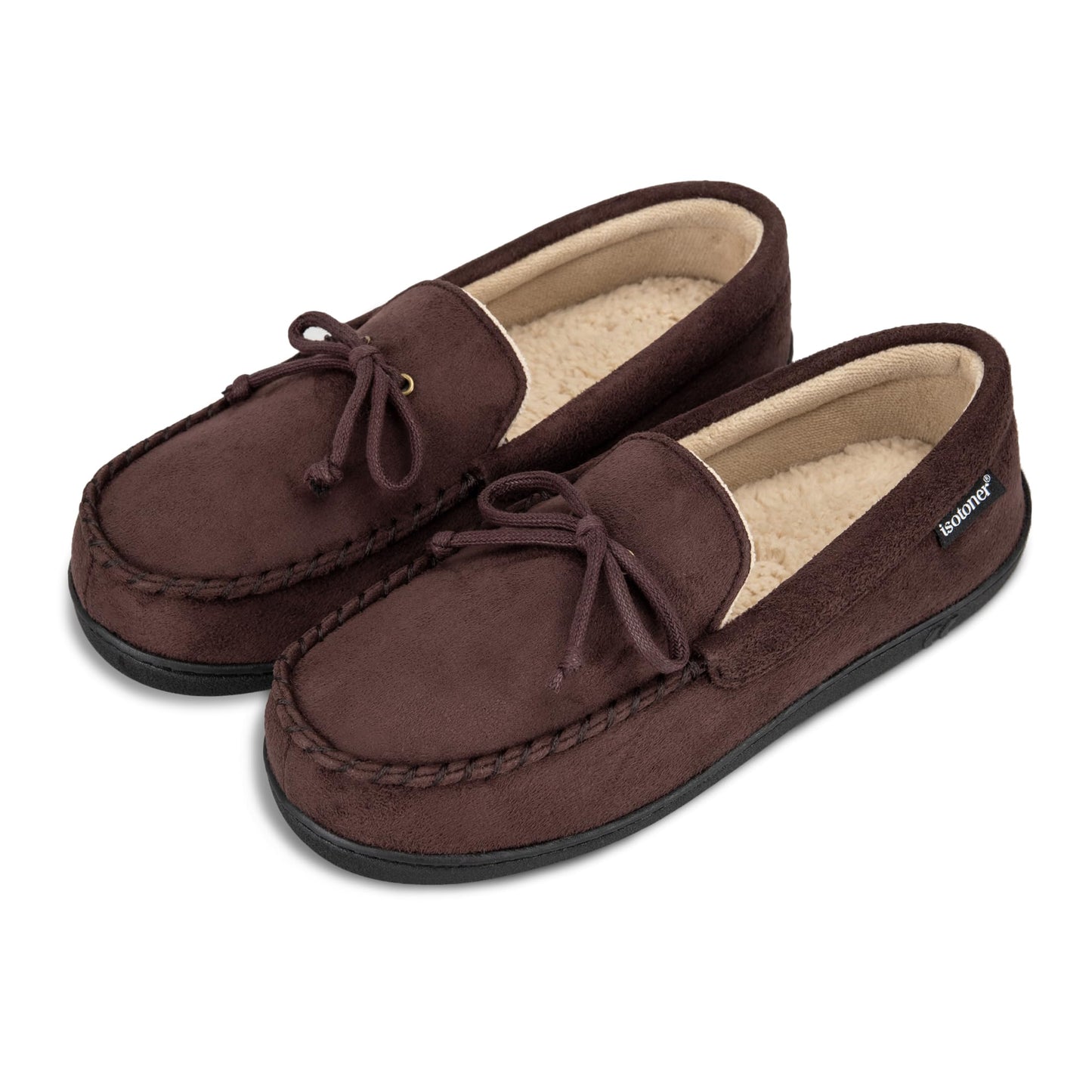 isotoner Men's Slip-on Indoor/Outdoor Microsuede Memory Foam Comfort Moccasin Slippers