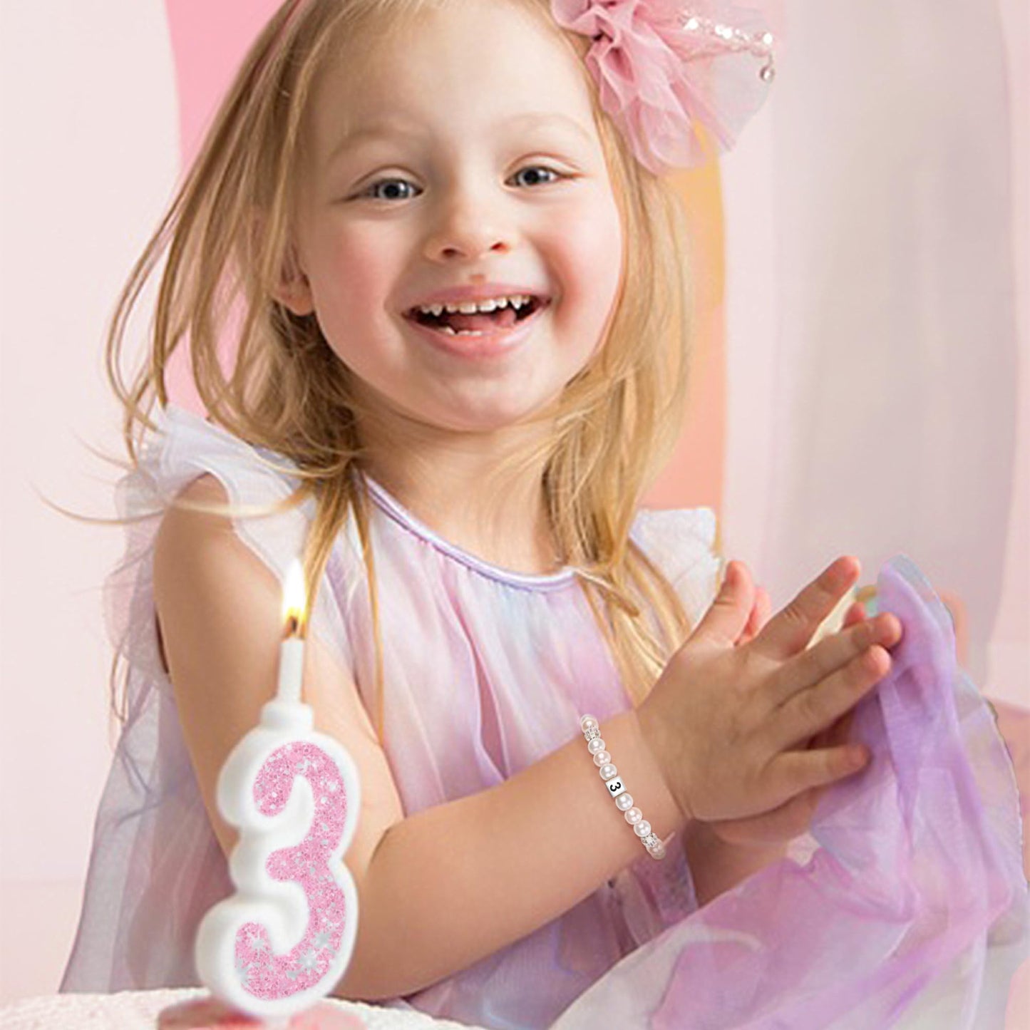 Sereney 5 Jahre altes Mädchen Geburtstagsgeschenkideen, verstellbares rosa-weißes Perlenarmband als Fünf-Jahres-5-Jahre-altes 5. Geburtstagsgeschenk für Teenager-Mädchen, Tochter, Nichte, Enkelin