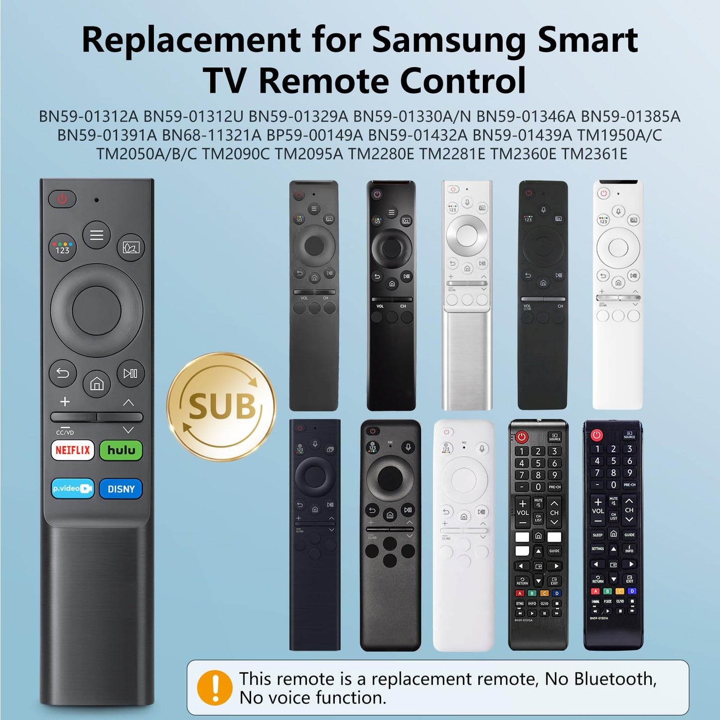 【Pack of 2】 Universal for Samsung-Smart-TV-Remote-Control Replacement for 2016-2026 All Samsung TVs