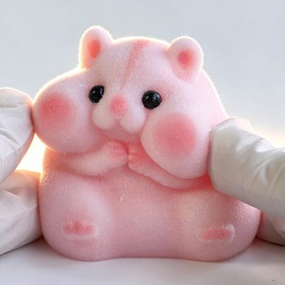 Handmade Taba Squishy Hamster Toy, Cute Squishy Hamster Fidget Toy, Realistic Hamster Toy, Soft Silicone Mochi Furry Toy, Stress Relief Gift for Adults & Kids, Sensory Anxiety Plushie (Pink)