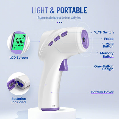 Forehead Thermometer for Adults and Kids, Digital Baby Thermometer with Fever Alarm, Fast Accurate Results, Home Medical & Nurse Essentials