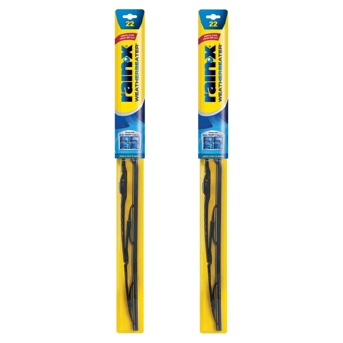 Rain-X 820149 WeatherBeater Wiper Blades, 22" Windshield Wipers (Pack of 2), Automotive Replacement Windshield Wiper Blades That Meet Or Exceed OEM Quality And Durability