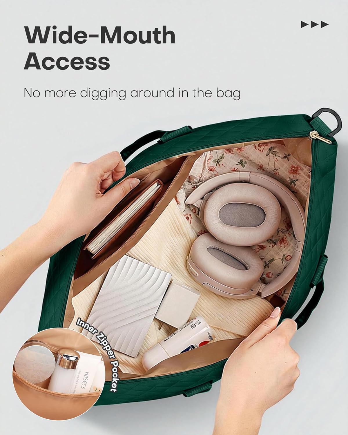 HOTOR Reisetasche - Große Weekender-Tasche für Frauen, Handgepäck mit Schuhfach, Übernachtungstasche mit Kulturtasche für Reiseutensilien und Reisezubehör, Schwarz, 34,0 x 45,0 x 20,0 cm