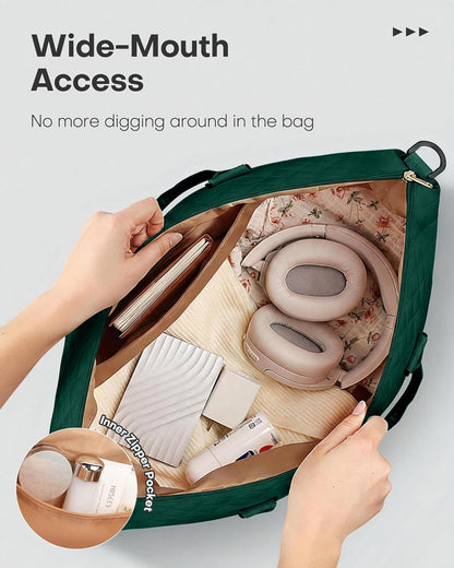 HOTOR Reisetasche - Große Weekender-Tasche für Frauen, Handgepäck mit Schuhfach, Übernachtungstasche mit Kulturtasche für Reiseutensilien und Reisezubehör, Schwarz, 34,0 x 45,0 x 20,0 cm