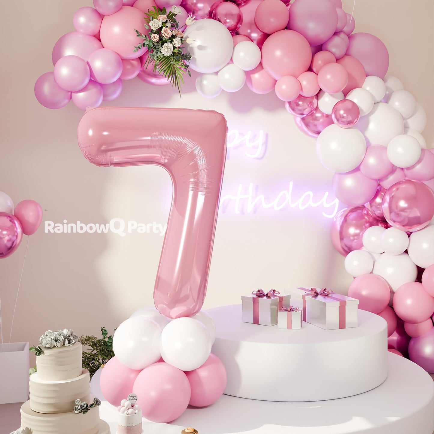 RainbowQ Party 1 Ballon Nummer 40 Zoll für Jungen oder Mädchen Groß Rosa 0-9 Folien-Mylar Großer 1 Zahlenballon Alles Gute zum 1. Geburtstag Party Jubiläumsdekorationen Zubehör