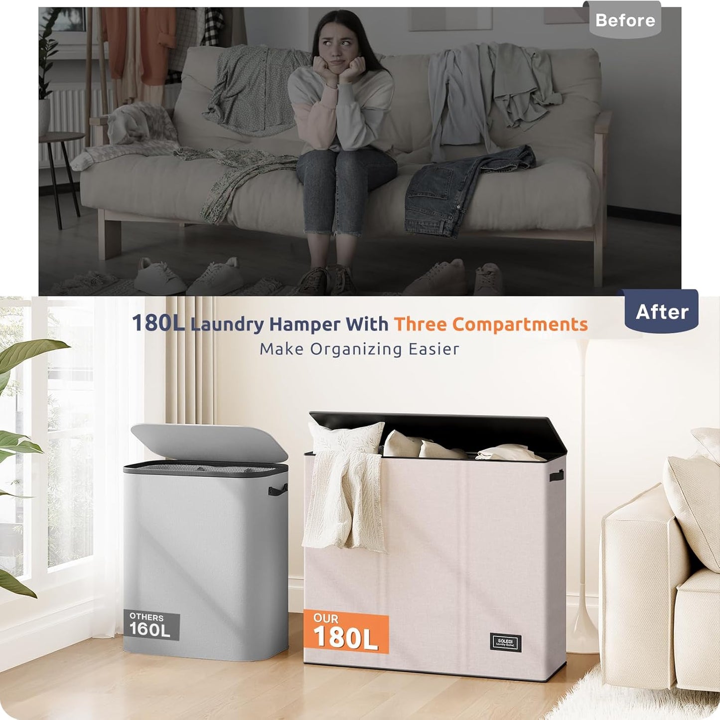 SOLEDI 180L 3-Section Laundry Hamper: A Game-Changer for Laundry Day