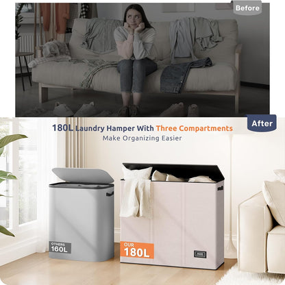 SOLEDI 180L 3-Section Laundry Hamper: A Game-Changer for Laundry Day