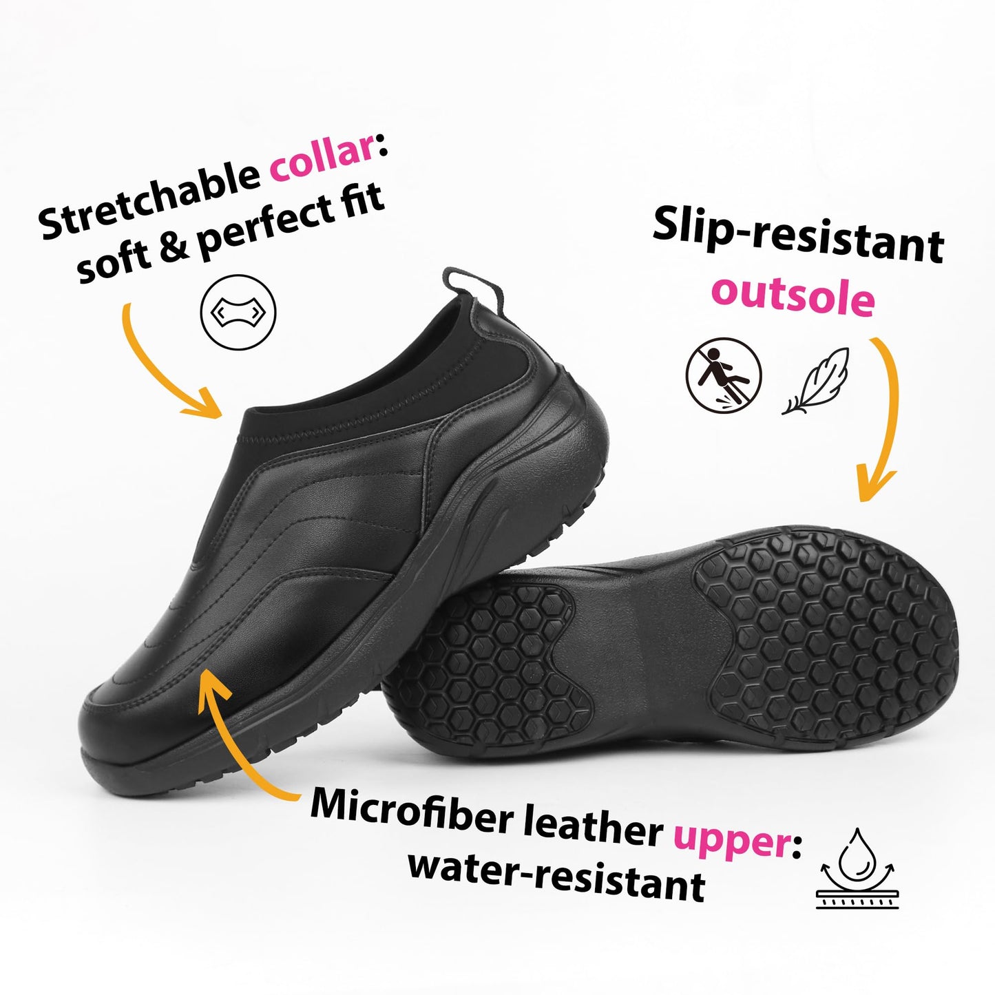 Hawkwell Women's Slip On Lightweight Nursing Shoes Slip Resistant Comfortable Medical Work Shoes