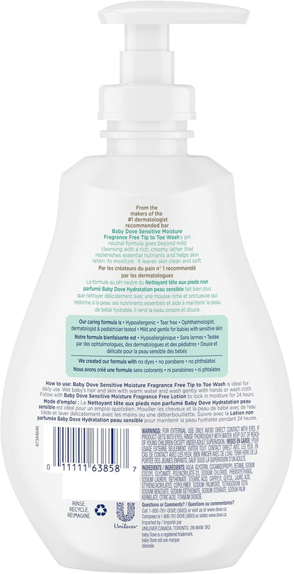 Baby Dove Tip to Toe Waschgel Sensible Feuchtigkeit hypoallergen und parfümfrei 591 ml