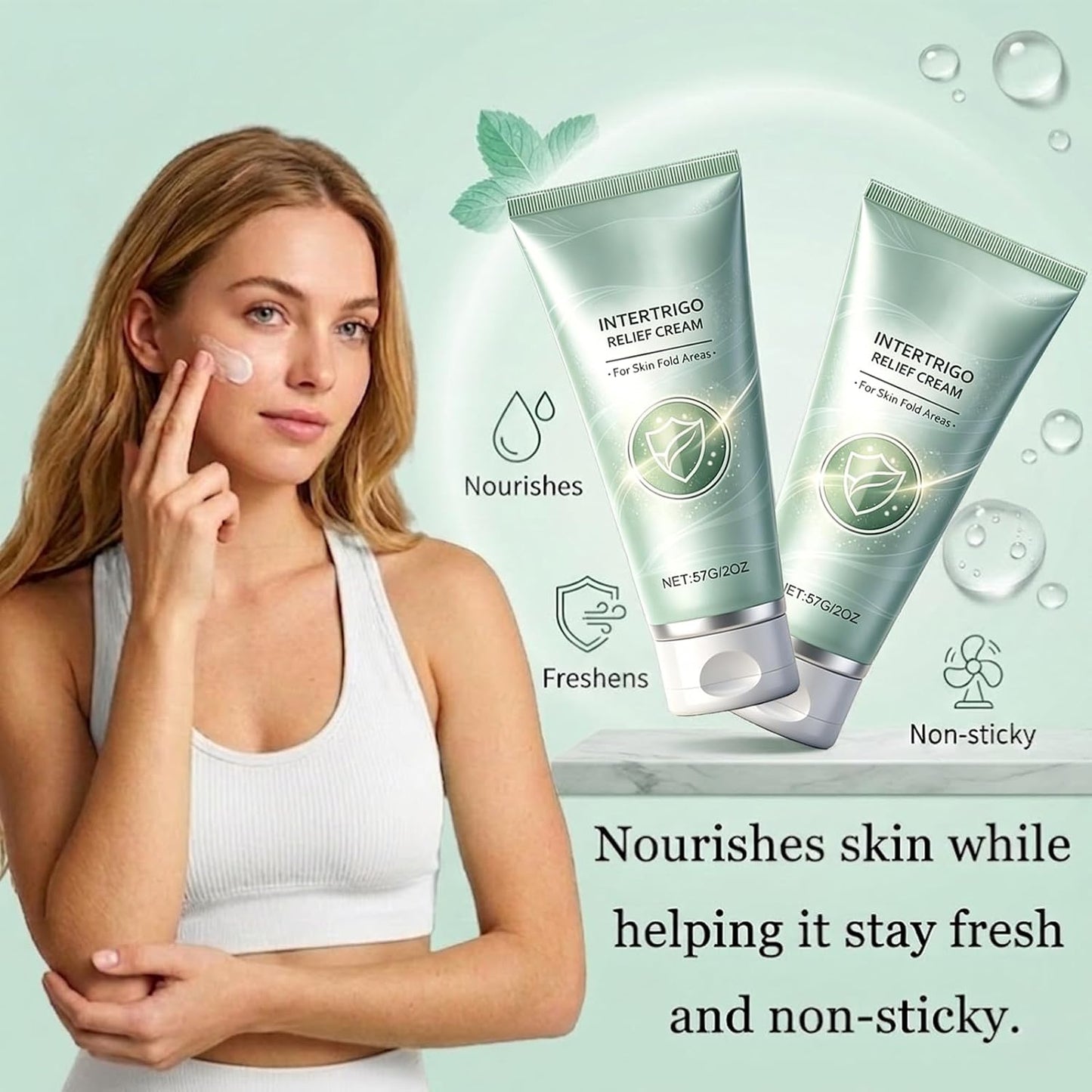 3PCS Intertrigo Relief Cream, Skin Fold Care Cream for Under Breast, Groin & Thighs, Moisture Barrier Cream, Fast-Drying Non-Greasy Formula for Daily Skin Protection, 2 Oz Each