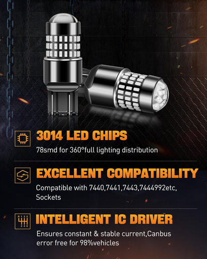 LUYED 3157 LED Bulbs Reverse Light Xenon White 1800 Lumens Super Bright 78 SMD 3056 3156 3057 4157 LED Bulbs,Used for Back Up Reverse Lights,Brake Lights,Tail Lights,Turn Signal Lights,Pack of 2