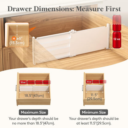 Lifewit 8" Tall 4 Pack Drawer Dividers, 13.8"-22.2" Adjustable Deep Drawer Organizer Clothes, Expandable White Plastic Separators for Dresser, Kitchen, Cabinet, Closet, Office Organization & Storage