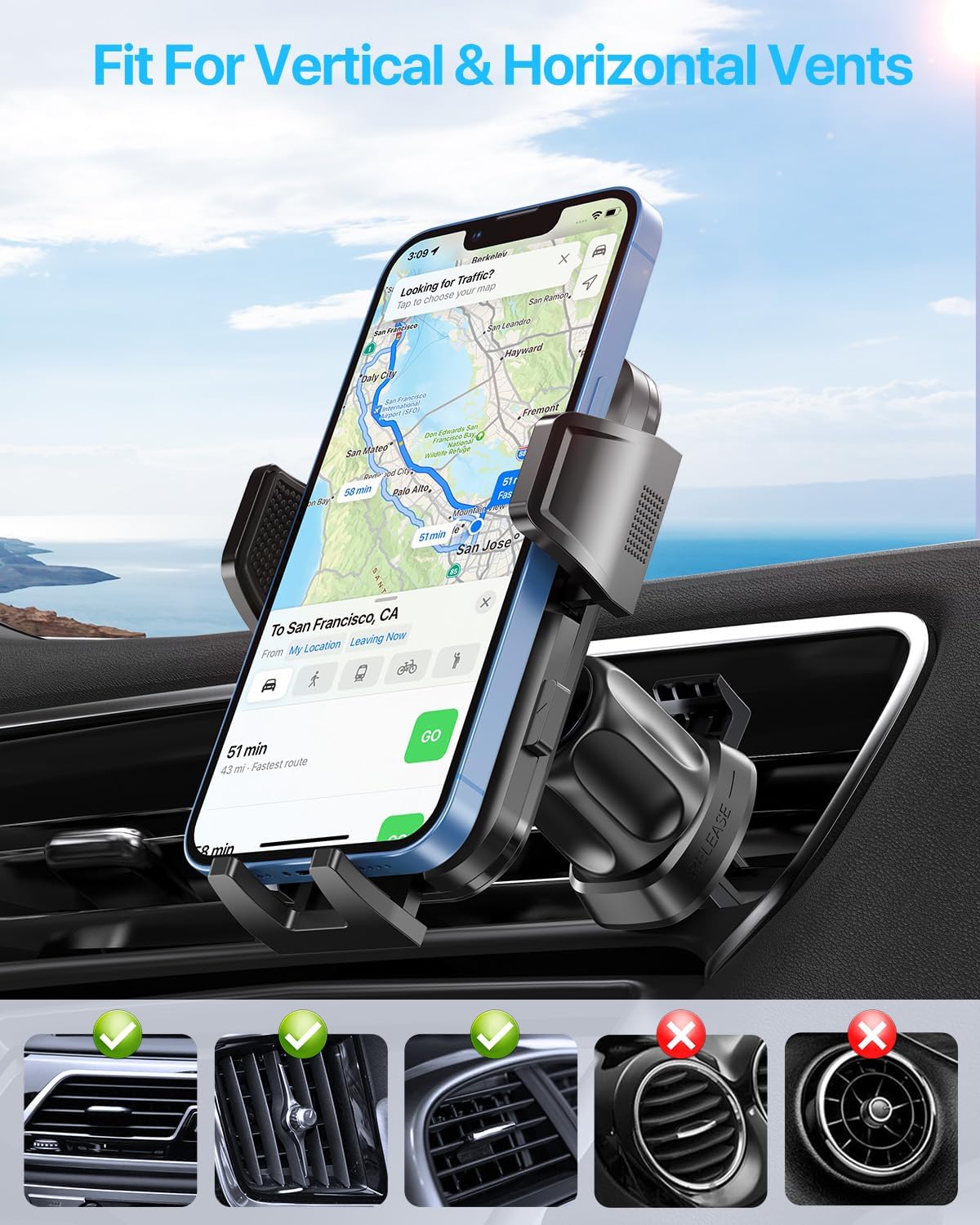 Miracase Handyhalterung für Lüftungsschlitze im Auto【2026 Breitere Klemme & Metallhaken】 Handyhalterung für Lüftungsschlitze im Auto, Freisprechfunktion, Handy-Autohalterung für iPhone 17 Pro Max 16 15 14 13 12 Samsung S25 Autozubehör