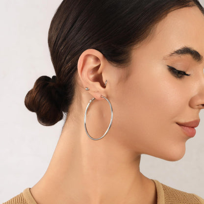 Große Gold Creolen für Frauen, Hypoallergene Dünne Gold Creolen, Sterling Silber Creolen für Damen, Extra Große, Mittelgroße, Große Creolen