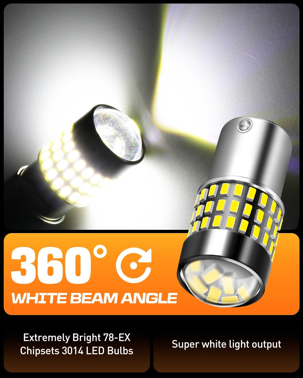 LUYED 3157 LED-Birnen Rückfahrlicht Xenon-Weiß 1800 Lumen Super Hell 78 SMD 3056 3156 3057 4157 LED-Birnen, Verwendet für Rückfahrlichter, Bremslichter, Rücklichter, Blinker, 2er-Pack