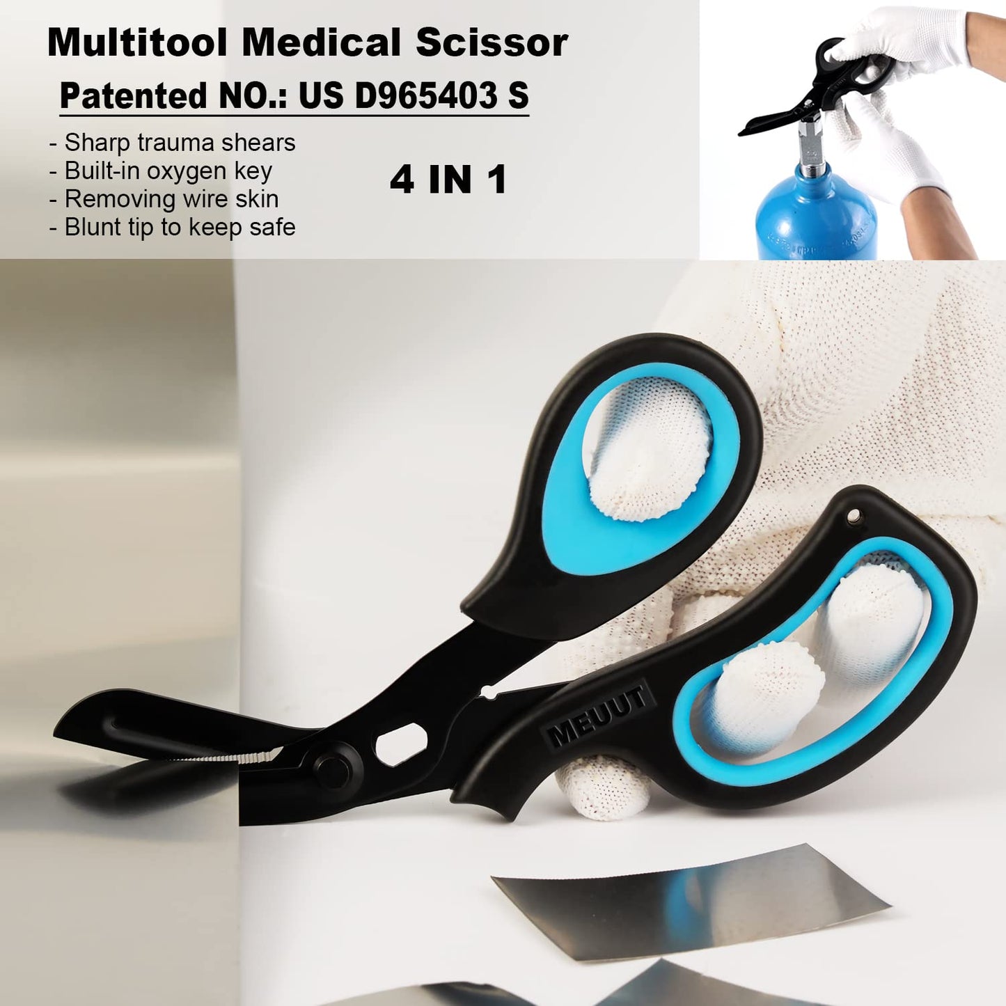 MEUUT 2 Pack Medical Scissors Trauma Shears for Left and Right Hand -Patented Bandage Scissors All Purpose with Non-Stick Blades, Surgical Grade Shears Stainless Steel EMT Scissors for Nurses EMT