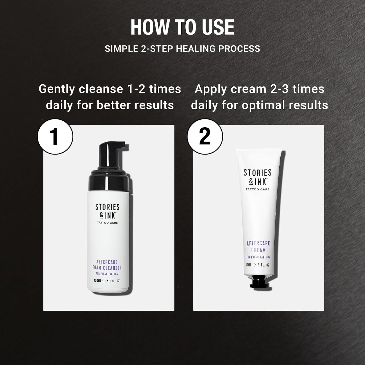 Stories & Ink Tattoo Care | AFTERCARE DUO REGIMEN | Healing Routine for Fresh Tattoos (Aftercare Cream + Aftercare Foam Cleanser), Soothes & Repairs Fresh Tattoos, Fragrance-free