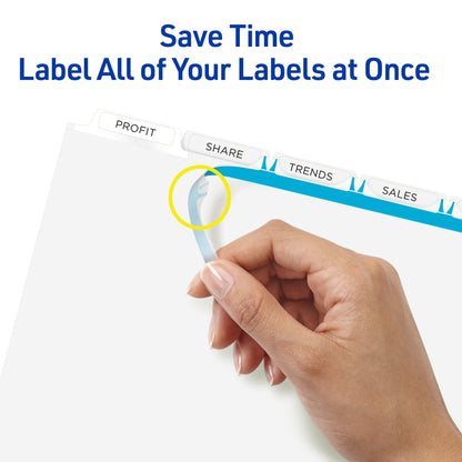 Avery 8 Tab Unpunched Dividers for Use with Any Binding System, Easy Print & Apply Clear Label Strip, Index Maker Customizable White Tabs, 150 Sets Total (6 Packs of 11444)