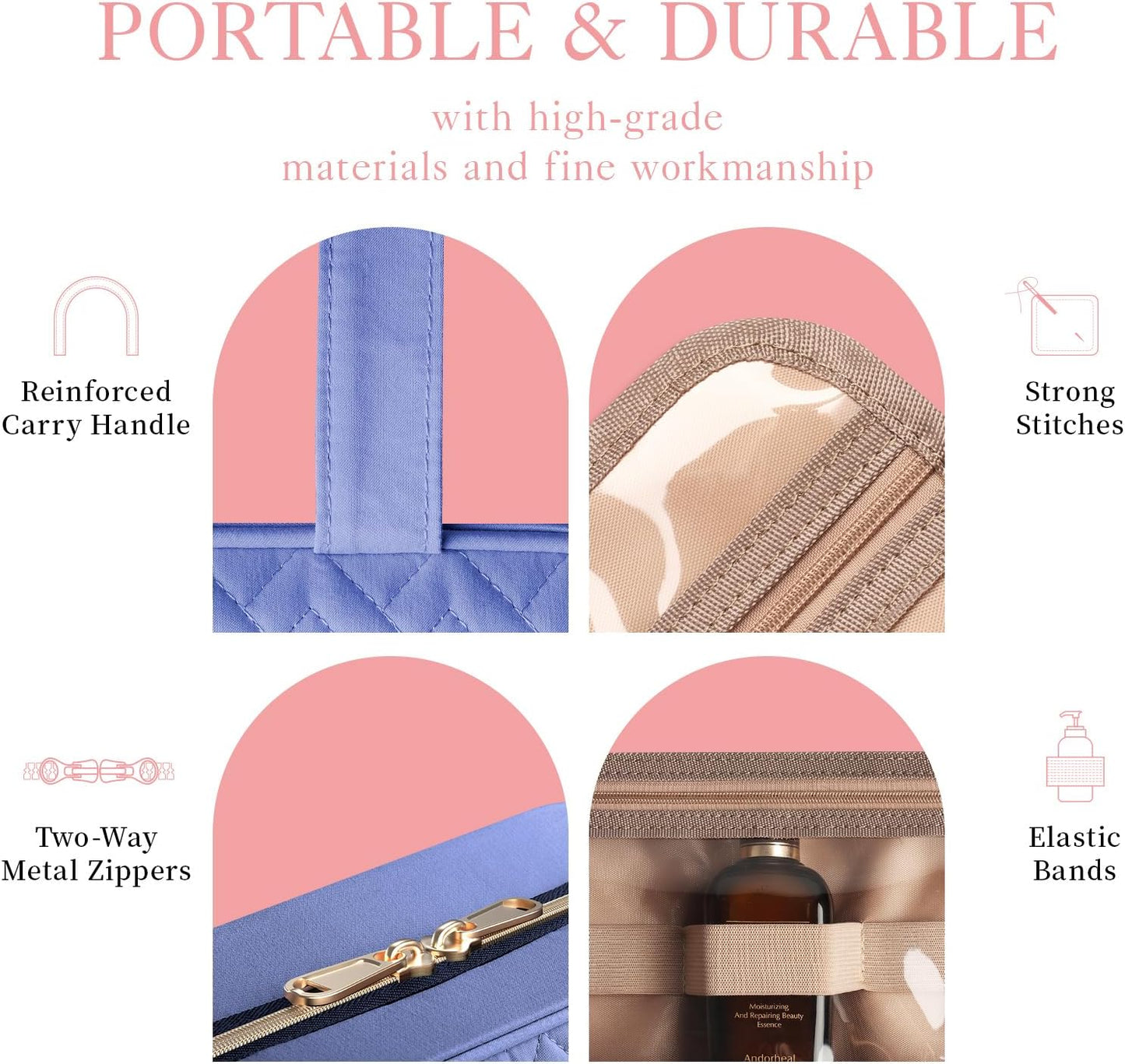 HOTOR Kulturtasche für Reisen - Kulturtasche mit Aufhängehaken für Damen & Herren, Kosmetiktasche/Großes Fach, Wasserdicht für Reiseaccessoires, Reiseutensilien, Klein, Schwarz