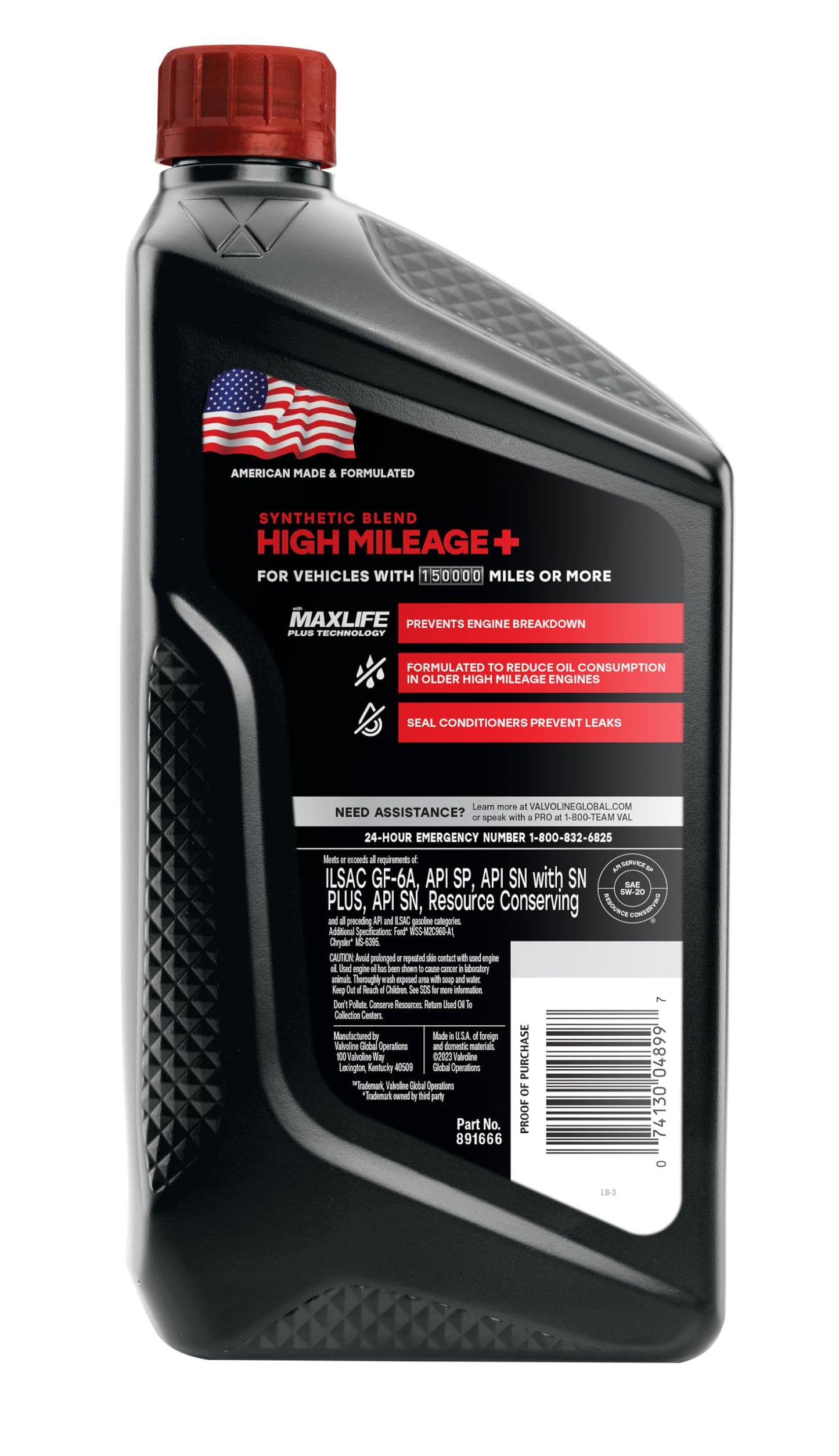 Valvoline MaxLife High Mileage 5W-30 Synthetic Blend Motor Oil 5 Quart