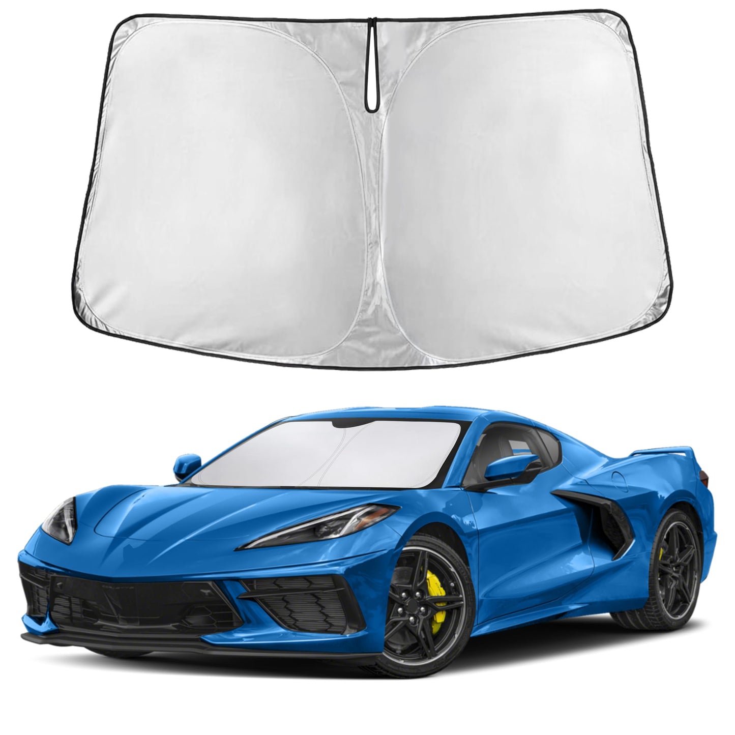 EcoNour Car Windshield Sunshade | Blocks 99% Heat & Keeps Interior Cool | Universal Fits Cars, SUVs, Trucks | Automotive Sun Screen, Visor & Car Accessories for Summer | Medium (64x32 Inches)