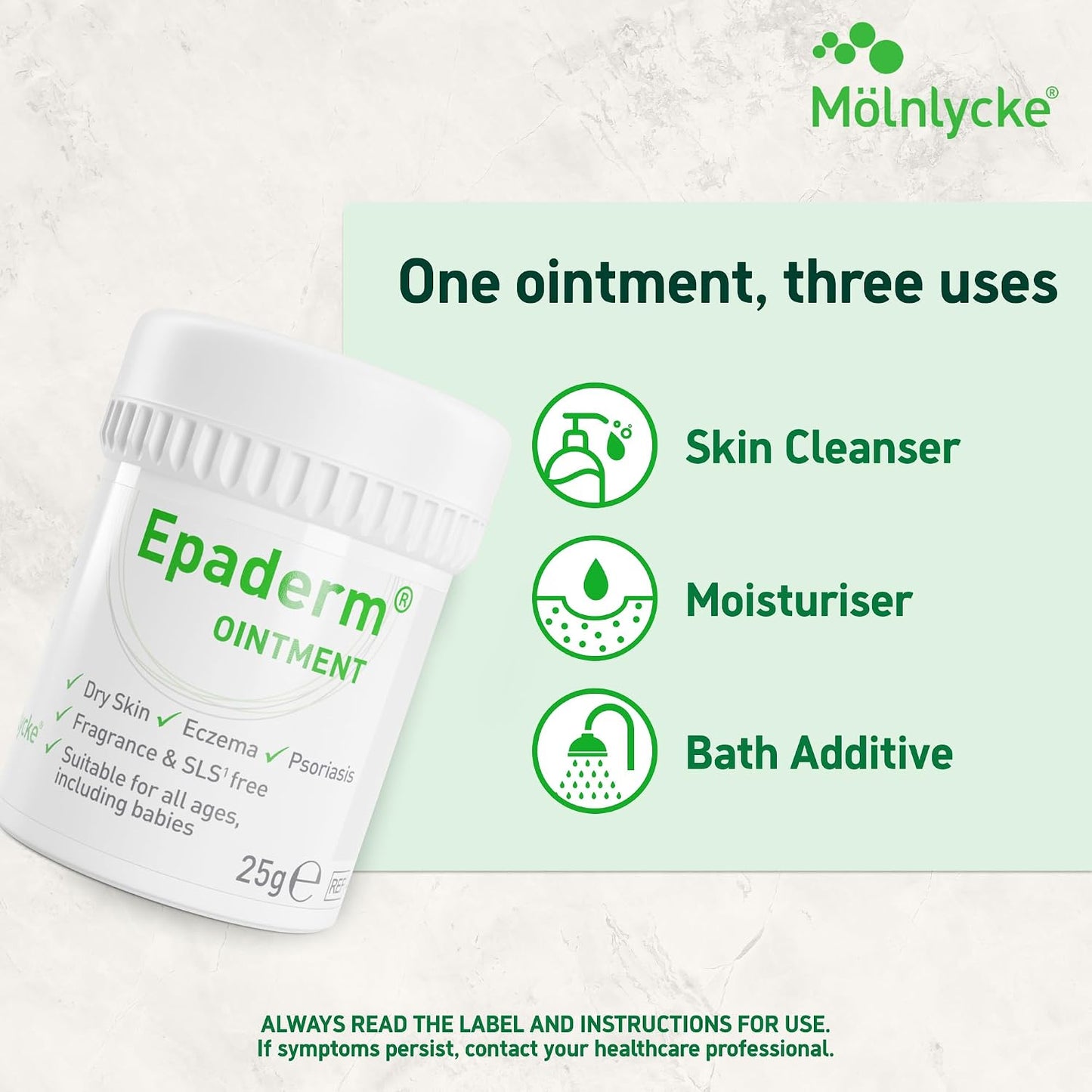 Epaderm Ointment for Eczema, Psoriasis and Dry Skin 1kg tub | 3-in-1 emollient formulated with clinically proven ingredients | Free from fragrance, colour, steroids, sodium lauryl sulphate (SLS) | Suitable for all ages, including babies
