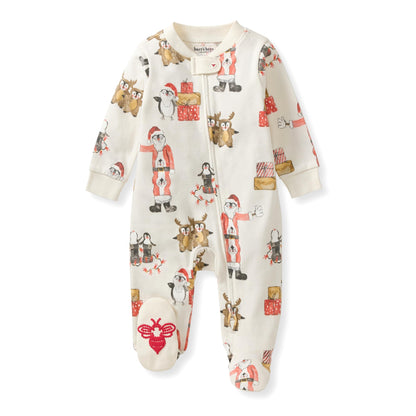 Burt's Bees Baby Boys Sleep and Play Pajamas, 100% Organic Cotton, One-piece PJs, Diagonal Zip Up Loose Fit Footie