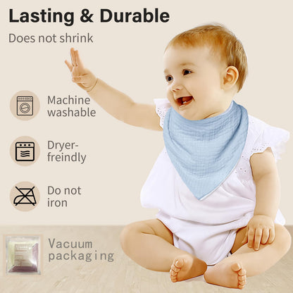 NISXABEBE Musselin-Baby-Lätzchen, 6er-Pack, Baby-Bandana-Spucktücher aus 100 % Baumwolle für Jungen und Mädchen, unifarbene Lätzchen für Spucken und Zahnen (Jungen)