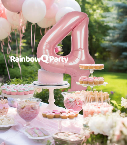 RainbowQ Party 1 Ballon Nummer 40 Zoll für Jungen oder Mädchen Groß Rosa 0-9 Folien-Mylar Großer 1 Zahlenballon Alles Gute zum 1. Geburtstag Party Jubiläumsdekorationen Zubehör