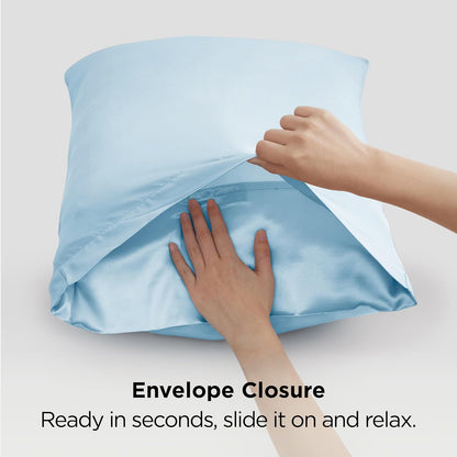Bedsure Satin-Kissenbezug, Queen-Size, 2er-Pack, Seidenkissenbezügen ähnlich, seidige Kissenhüllen mit Hotelverschluss, Raumdeko, Valentinsgeschenke für Frauen und Männer, Grau, 50x75 cm