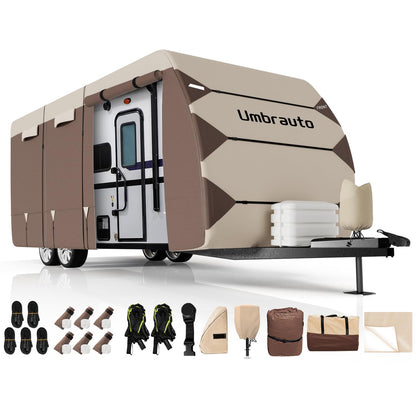 Umbrauto Class C RV Cover Fits 29-32’, Class C Motorhome Camper Cover, Heavy Duty 7 Layers Top Windproof Breathable RV Cover with 3Pcs Extra Straps, Adhesive Repair Patches, 6 Gutter Covers