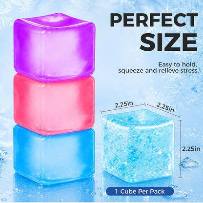 Ice Cube Squishy Fidget Toy – Slow Rise Squeeze Sensory Toys, Multiple Ways to Play, Stress Ball for Anxiety Relief, Focus Enhancement, Brain Relaxation & Strength Fostering