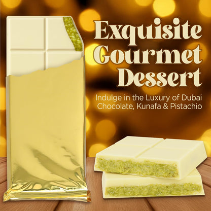 Barra de chocolate crujiente con Knafeh, pistacho, de Dubái, 7 oz | Famosa barra de chocolate con Kunafa de Dubái | Kunafe crujiente con pasta de pistacho | Regalo de postre gourmet