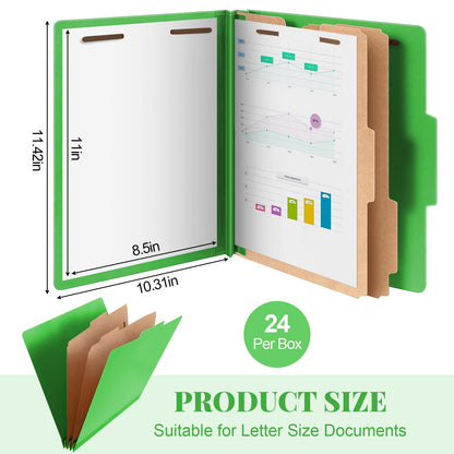 Skyygemm 24 Pcs Classification Folders Letter Size Bulk - 2 Dividers Pressboard File Folder with 3. 5 Inch Expansion, 2 Prongs Fastener, Heavy Duty Office File Organizer for Teacher Medical (Yellow)