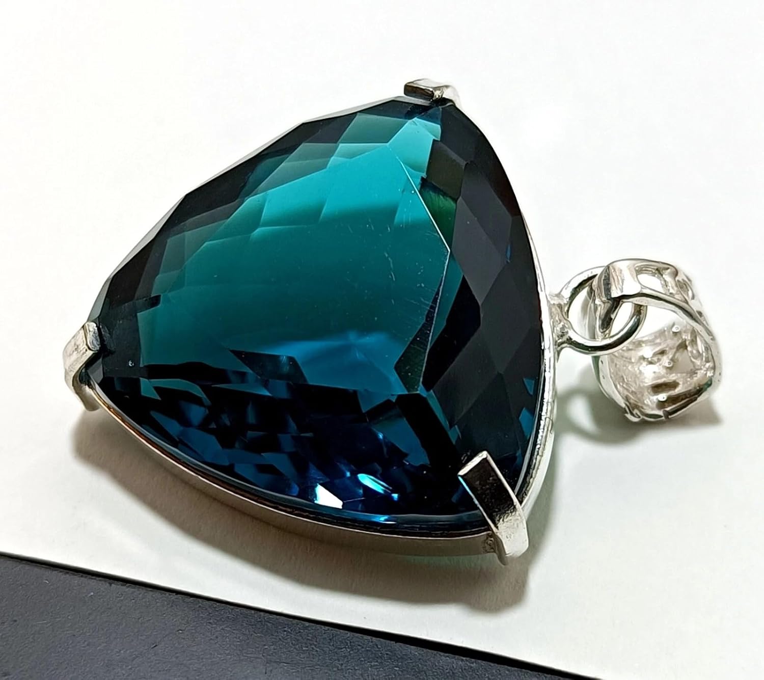 55.50 Ct London Blue Topaz Pendant in 925 Sterling Silver – Trillion Cut Gemstone Necklace for Women – Handcrafted Elegant Blue Topaz Jewelry Gift for Anniversary, Birthday & Special Occasions