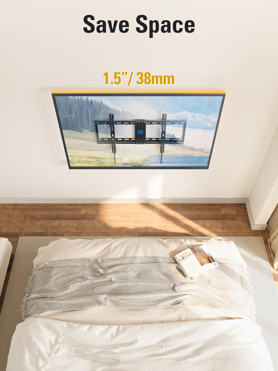 Mounting Dream TV-Wandhalterung für die meisten 37-75-Zoll-Fernseher, universelle neigbare TV-Halterung passend für 16", 18", 24" Ständer mit Tragkraft 132lbs, Max Vesa 600 x 400mm, flache TV-Wandhalterung mit niedrigem Profil