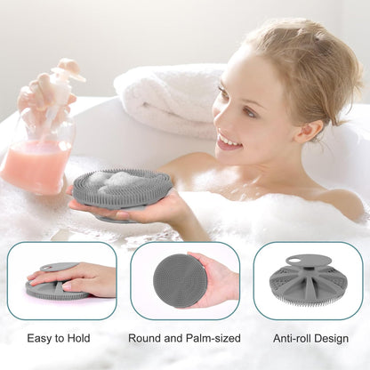 INNERNEED Duschbürste aus weichem Silikon in Lebensmittelqualität, Hand-Körperbürste zur Hautreinigung, sanftes Peeling, gute Schaumbildung (Schwarz)