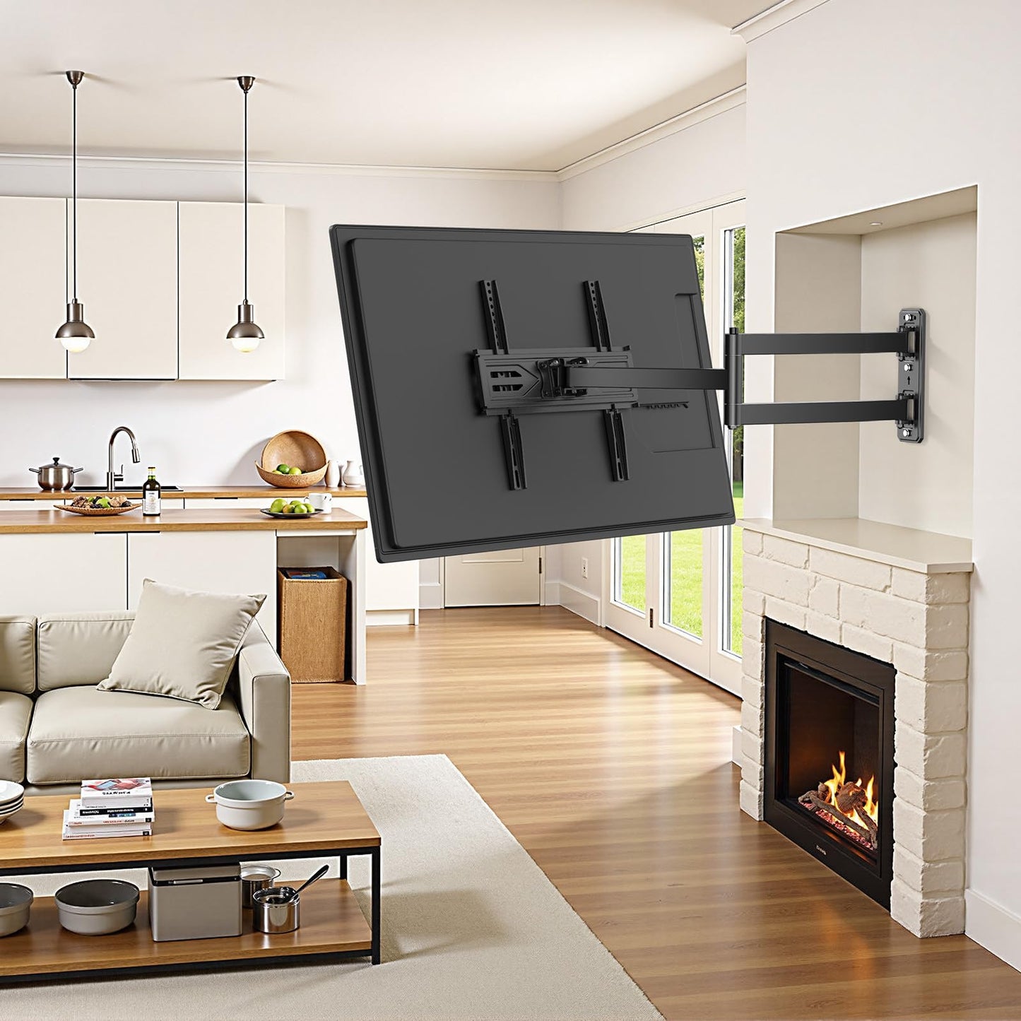 USX MOUNT Swivel TV Wall Mount for 26-60 Inch TVs up to 80 lbs, Single Articulating Arm, Full Motion TV Wall Mount Bracket with Swivel and Tilt, Max VESA 400x400mm